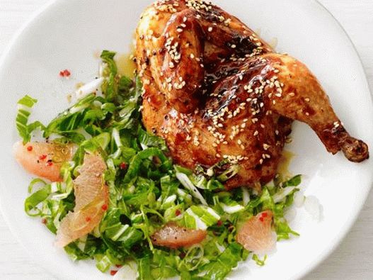 Foto kokoši Teriyaki sa bok choy kupusom