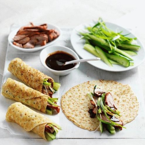 Foto kukuruzne palačinke sa patka confit i roštilj sos