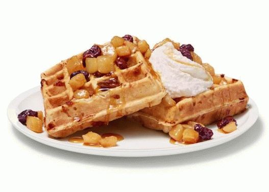 Fotografija jela - Skuti vafli sa kompotom od višnje i kruške