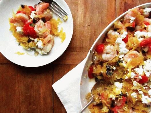 Fotografija jela - grčka tikvica sa špagetama sa škampima