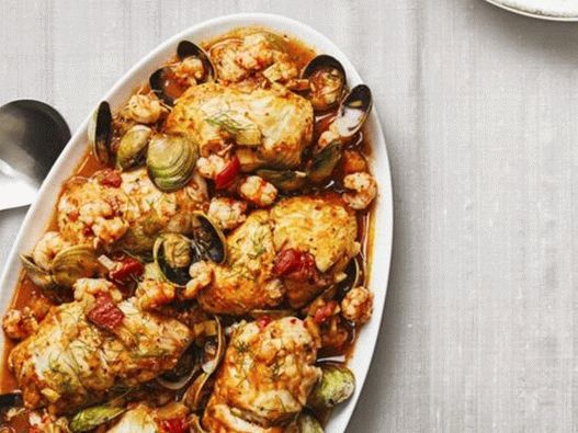 Flounder peciva sa rakovima punjenjem u sosu sa kozicama i školjkama