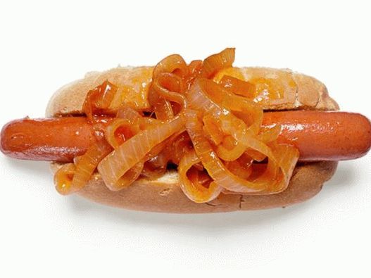 Caramelized luk hot dog