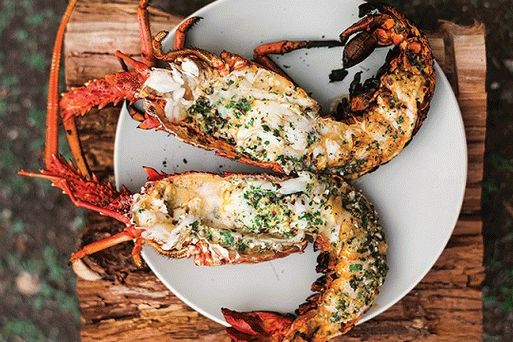 Fotografija s jastoga na roštilju s aromatičnim uljem oraha makadamije