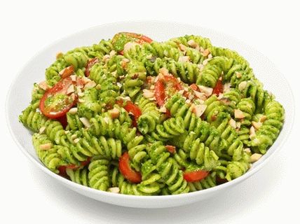 Fotografija spiralne tjestenine Fusilli sa špinatom i pestom