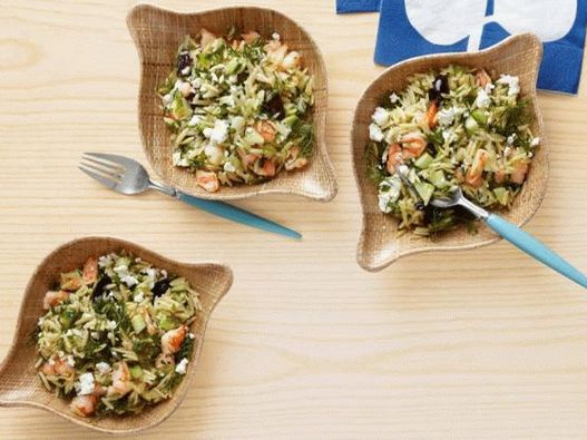 Fotografija jela - Orzo salata od tjestenine sa kozicama i feta sirom